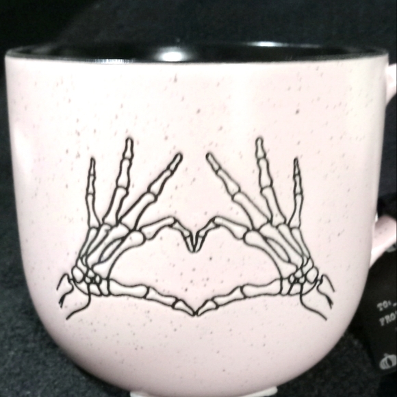 Pink skeleton heart hands halloween Mug, Pink Halloween , Boo Basket - Picture 1 of 1